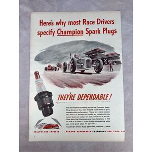Vintage 1946 Champion Spark Plugs Vintage Print Ad Advertisement
